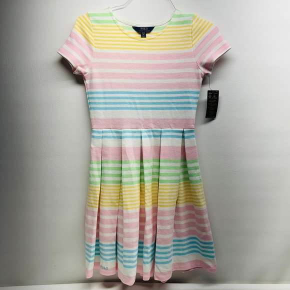 POLO RALPH LAUREN Girls striped multicolor dress size 16 nwt - Picture 1 of 8